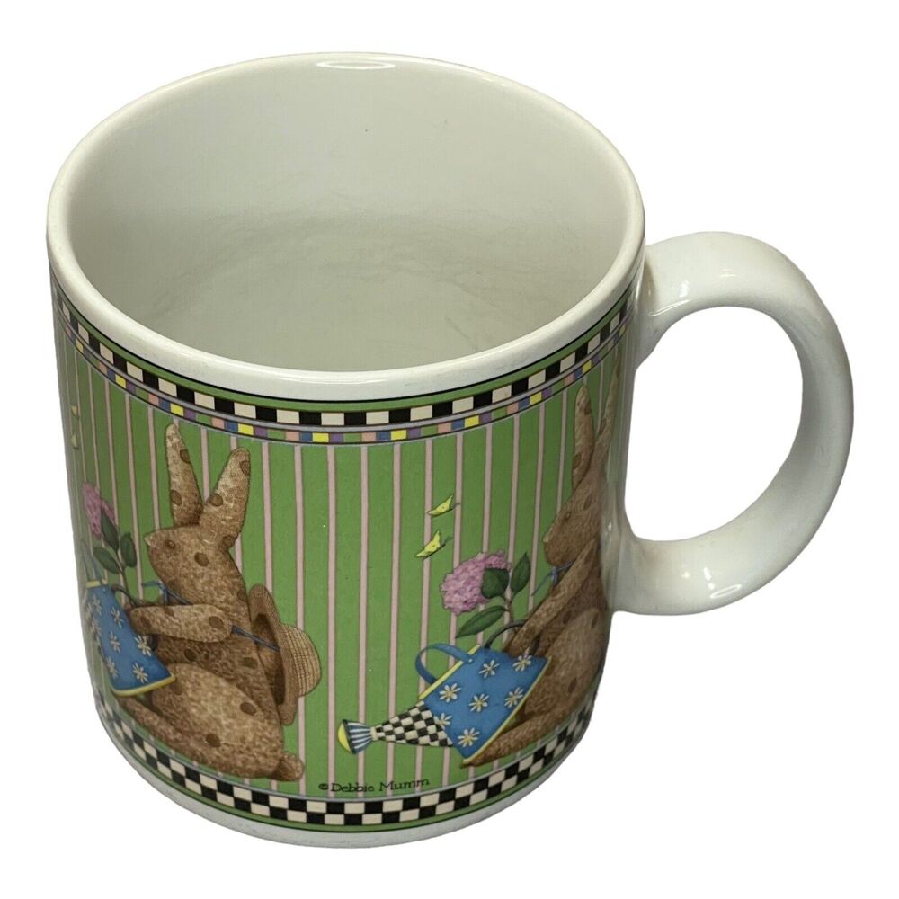 Sakura Debbie Mumm 1998 Easter Bunnies Bunny Rabbit Cup Mug - Green - Picture 3 of 7